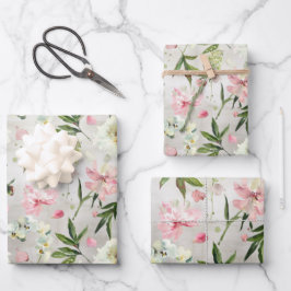 Weißer Orchideen Pink Peonies & Blume Petals Garde Geschenkpapier Set