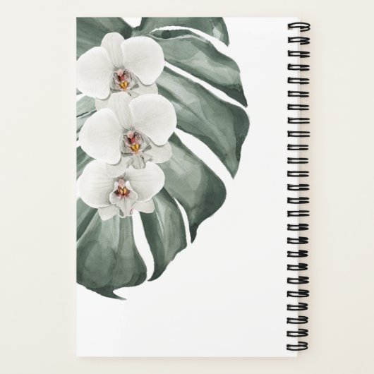 Weißer Orchideen Tropische Wasserfarbe Notizblock (Rückseite)