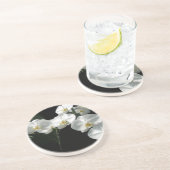 Weißer Orchideen-Untersetzer Sandstein Untersetzer (Seite)