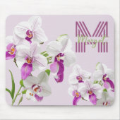 Weißer Orchids Monogram Mousepad (Vorne)