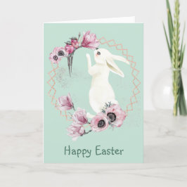 Weißer Ost Bunny Hummingbirds Blumenrahmen Karte