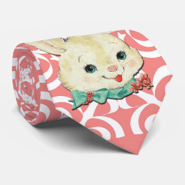 Weißer Osterhase 0n Blume Rosa und Weiß Krawatte