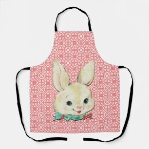 Weißer Osterhase auf Blumen Pink & Weißes Apron Schürze