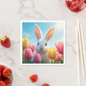 Weißer Osterhase in Tulip Serviette (Beispiel)