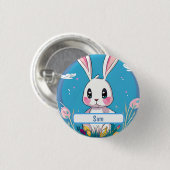 Weißer Osterhase mit individualisierbarem Nametag Button (Vorne & Hinten)