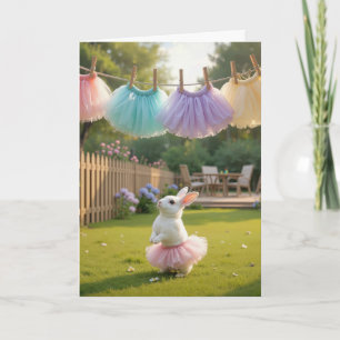 Weißer Osterhase mit rosa Tutu Karte