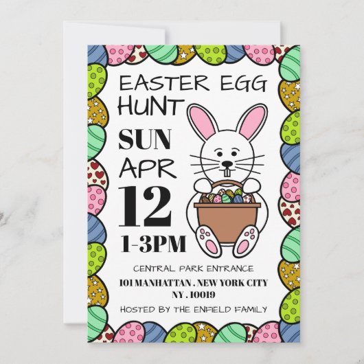 Weißer Osterhase, Ostereierjagd Ankündigung (Vorderseite)