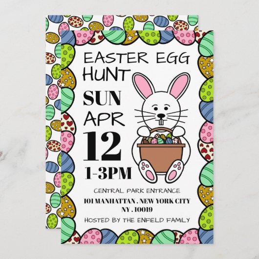 Weißer Osterhase, Ostereierjagd Ankündigung (Vorne/Hinten)