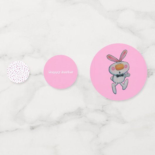Weißer Osterhase Polka Dots Vibranntes Rosa Konfetti (Rückseiten)