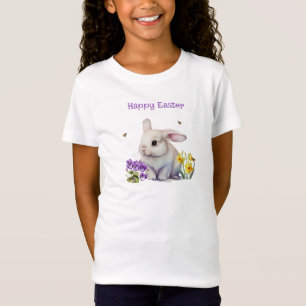 Weißer Osterhase Stiefmütterchen Narzissen Biene T-Shirt