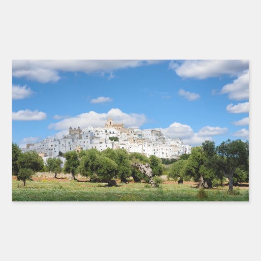 Weißer Ostuni, rechteckiger Aufkleber in Apulien (Vorderseite)