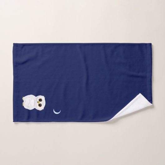 Weißer Owl & Crescent Moon auf Navy Blue Badhandtuch Set (Handtuch)