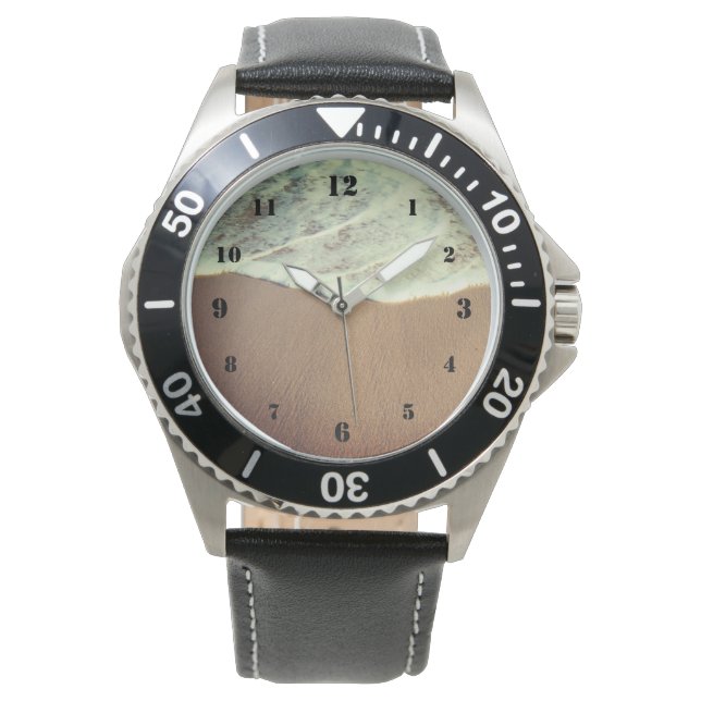 Weißer Ozean auf der Strandwache Armbanduhr (Vorderseite)
