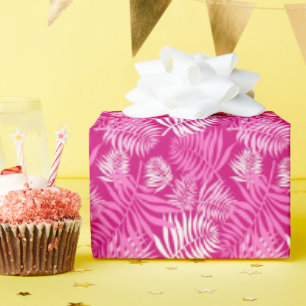 Weißer Palm Frontend auf rosa Wrapping Paper Geschenkpapier
