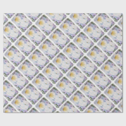 WEISSER PANSY-PARTY GESCHENKPAPIER (Flach)