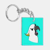 Weißer Papagei mit lustigem Text Schlüsselanhänger (Vorderseite links)