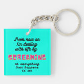 Weißer Papagei mit lustigem Text Schlüsselanhänger (Rückseite)