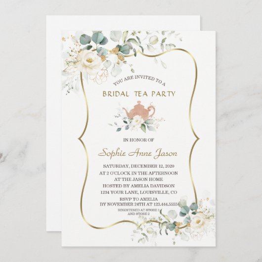 Weißer Party Einladung (Vorne/Hinten)