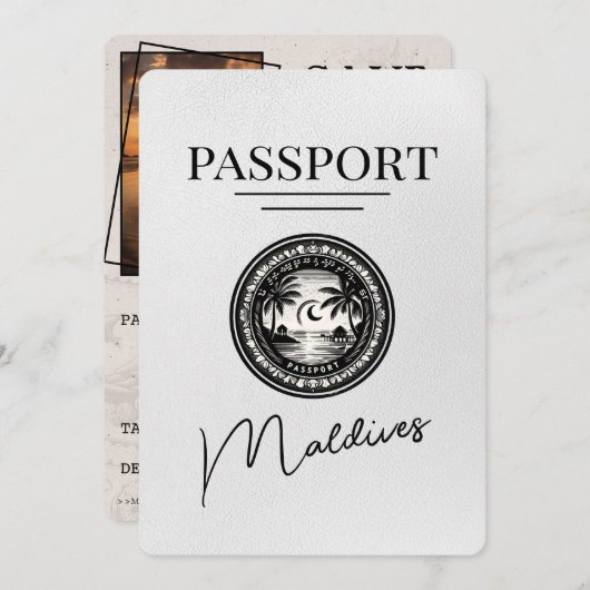 Weißer Pass für Malediven Save the Date (Vorne/Hinten)