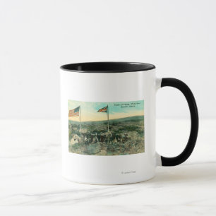 Weißer Pass mit russischer und amerikanischer Flag Tasse