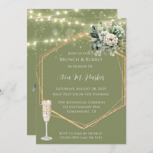 Weißer Peak Lights Brunch & Bubbly Einladung (Vorne/Hinten)