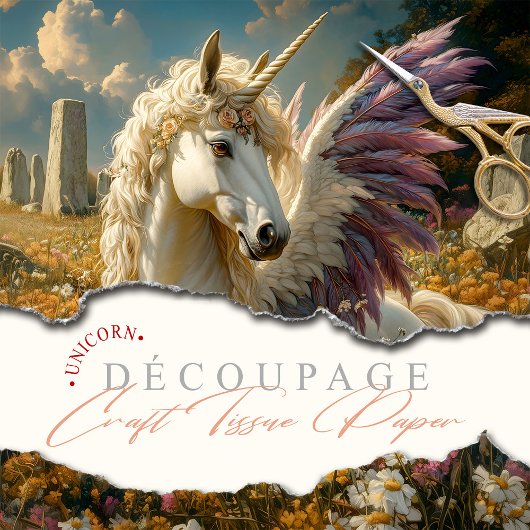 Weißer Pegasus mit Lila Flügelfantasie Mythisch Seidenpapier