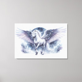 Weißer Pegasus mondbeschienene Flügel himmlischer Leinwanddruck
