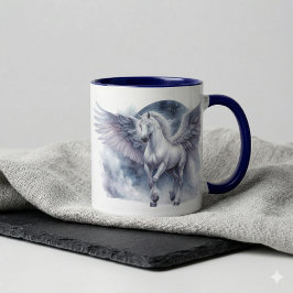 Weißer Pegasus mondbeschienene Flügel himmlischer Tasse