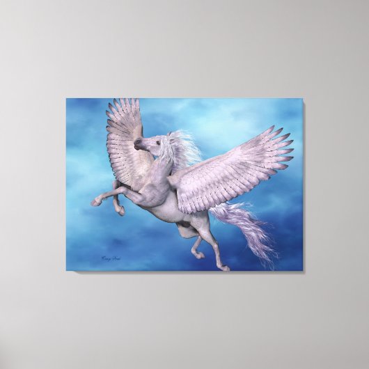 Weißer Pegasus Wrapped Canvas Leinwanddruck (Vorderseite)