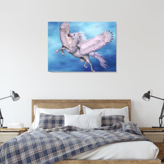 Weißer Pegasus Wrapped Canvas Leinwanddruck (Insitu (Schlafzimmer))