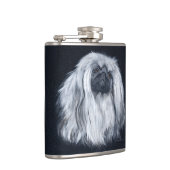 Weißer Pekingese-Hund Flachmann (Rechts)
