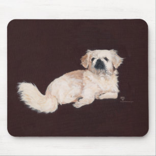 Weißer Pekingese-Hund Mousepad