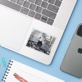 Weißer Pelikan Aufkleber (Laptop mit iPhone)