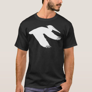 Weißer Pelikan-im Flug Vogel-Druck T-Shirt