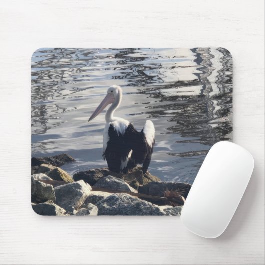 Weißer Pelikan Mousepad (Mit Mouse)