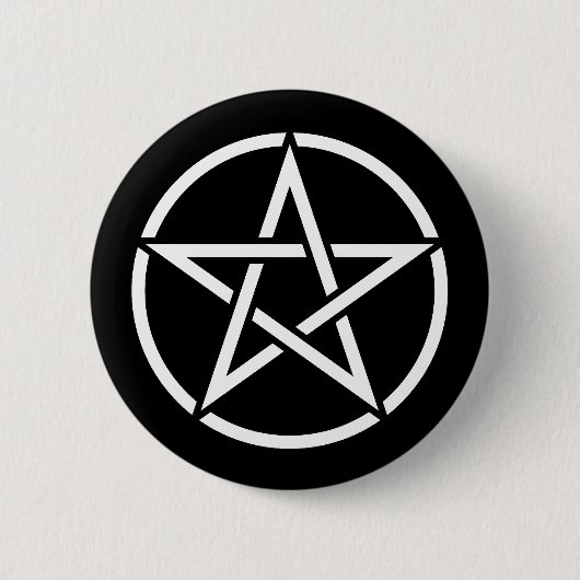 Weißer Pentagram-Knopf Button (Vorderseite)