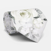 Weißer Peony Eukalyptus Greenery Bloral Wedding Krawatte (Gerollt)