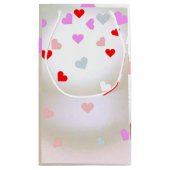 Weißer Perleneffekt mit Herzen Kleine Geschenktüte (Rückseite)