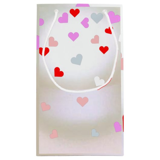 Weißer Perleneffekt mit Herzen Kleine Geschenktüte (Rückseite)