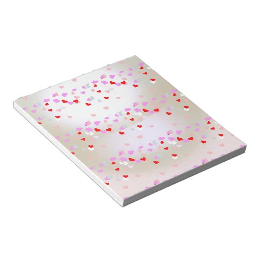 Weißer Perleneffekt mit Herzen Notizblock (angewinkelt)