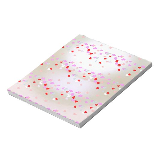 Weißer Perleneffekt mit Herzen Notizblock (Rotiert)