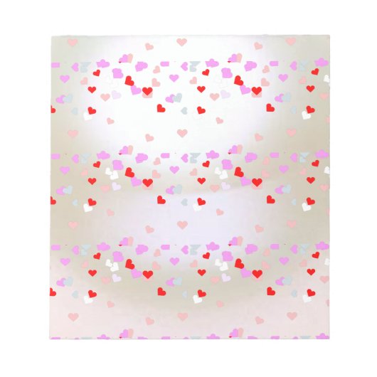 Weißer Perleneffekt mit Herzen Notizblock (Vorderseite)