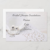 Weißer Perlenring auf weißem Brautparty der Musche Einladung (Vorne/Hinten)