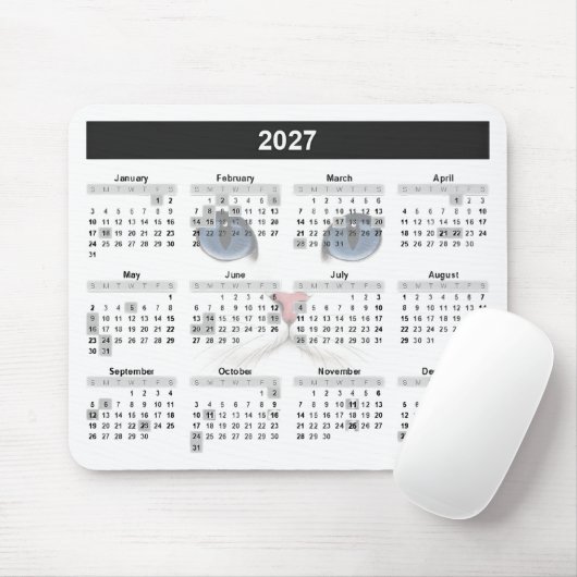 Weißer Perser 2027 Kalender Mousepad (Mit Mouse)