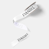Weißer personalisierter Name Satinband (Rückseite)