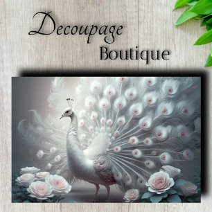 Weißer Pfau Dekupage Seidenpapier