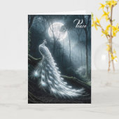 Weißer Pfau im Mondlicht-Beileid Karte (Gelbe Blume)