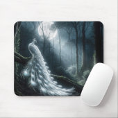 Weißer Pfau im Moonlit-Wald Mousepad (Mit Mouse)