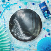 Weißer Pfau im Moonlit-Wald Pappteller (Party)