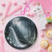 Weißer Pfau im Moonlit-Wald Pappteller (Party)